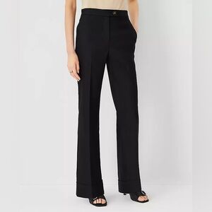 NWT Ann Taylor cuffed trouser pant in linen twill‎ size 12 black office staple